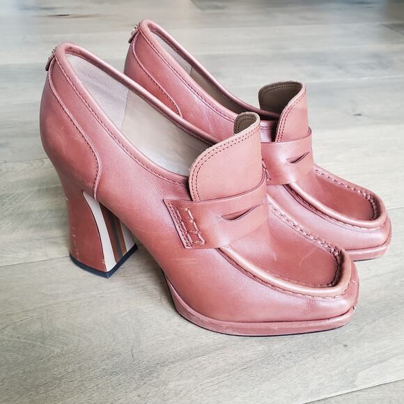 Sam Edelman Jeanette Mocha Luxury Leather size 8.5 Loafer Block Heel - Picture 1 of 8